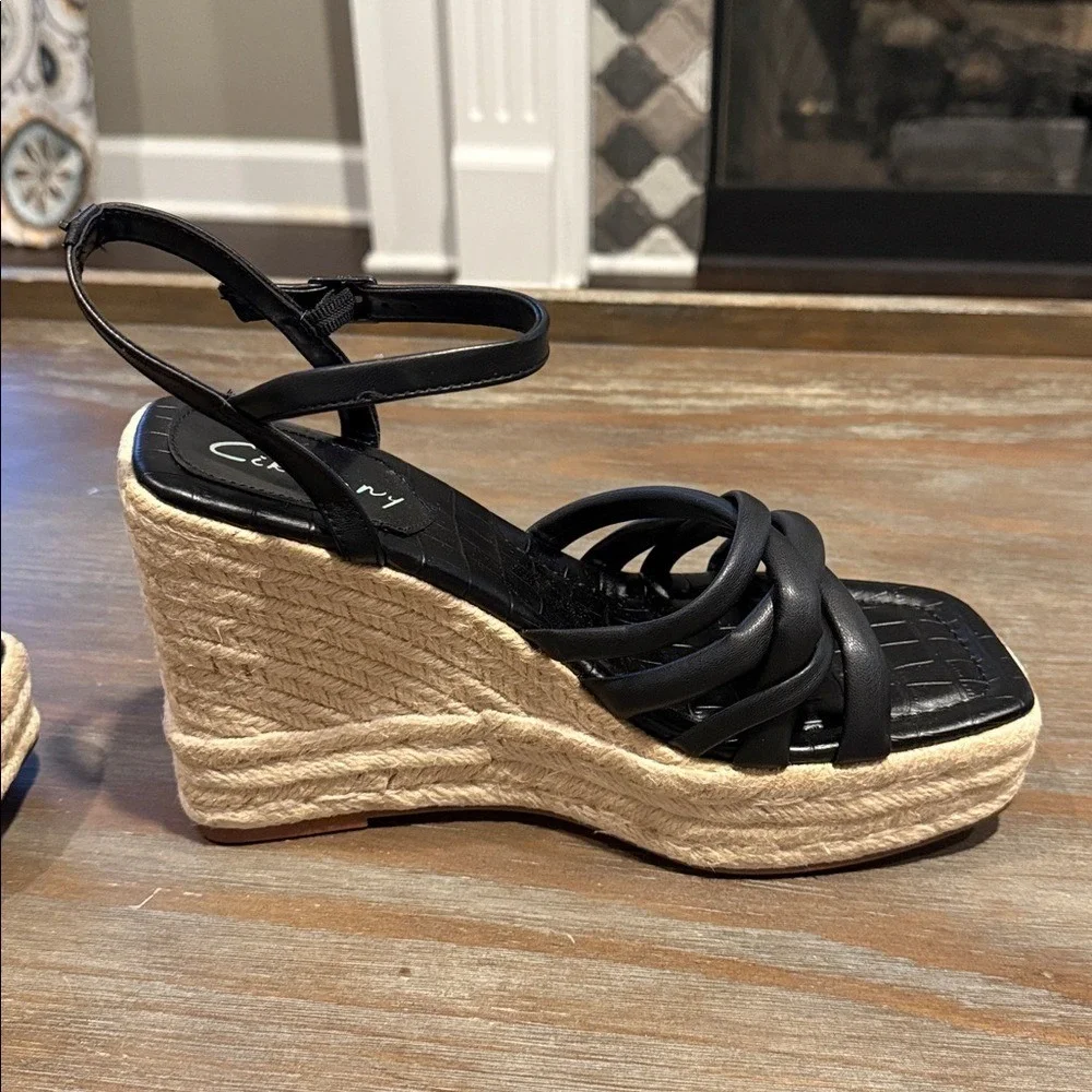 Circus by Sam Edelman Women's Wedge Sandals Size 10 New Black Espadrilles